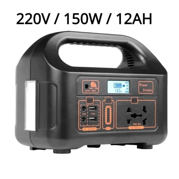 Bärbar kraftstation, 150W nominell effekt, 12AH LiFePO4-batteri,EU, 220V 150W 12AH