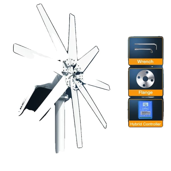 1000W Vindkraftgenerator, LCD Hybridkontroll, 8 Blad,1000W, LCD Hybridkontroll, 24V