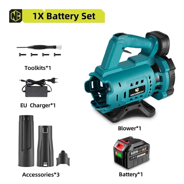 Batteridriven elektrisk luftblåsare, 480CFM luftvolym, 130MPH vindhastighet,1x928vf batteriset