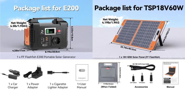Bärbar kraftstation, 151Wh kapacitet, 200W AC-utgång,EU 230V och TSP60W