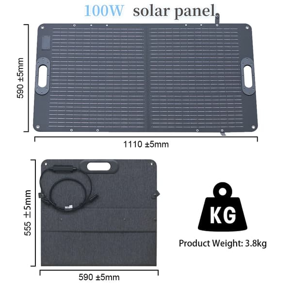 Aurinkogeneraattori, kannettava voimalaitos, taitettavat aurinkopaneelit,100W Aurinkopaneeli