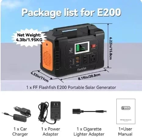 Bærbar solenergi station, 292Wh kapacitet, 320W AC output,230V Universal1-a