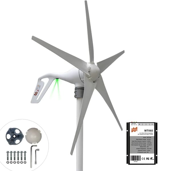 Vindkraftverk, 400W effekt, 3 till 5 blad, mångsidiga 12V/24V spänningsalternativ,24V, 5Blades 400W