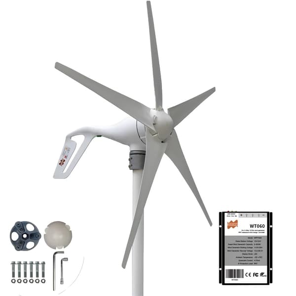 Vindkraftverk, 400W effekt, 3 till 5 blad, mångsidiga 12V/24V spänningsalternativ,24V, 5Blades 400W