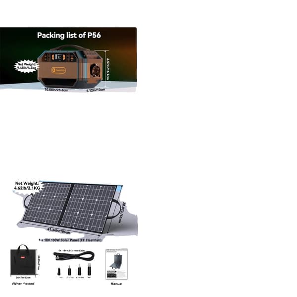 Bærbar Strømstation, 288,6Wh Kapacitet, 330W AC Udgange,230V P56 og Panel