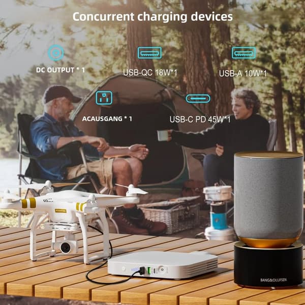 Bærbar Strømbank, 65Wh Batterikapacitet, 80W AC Udgange, Hurtigopladnings USB-porte