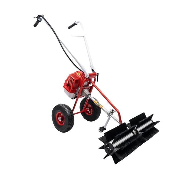 Gasdreven fejemaskine, 2-takts motor, 60 cm nylonbørste,Rød