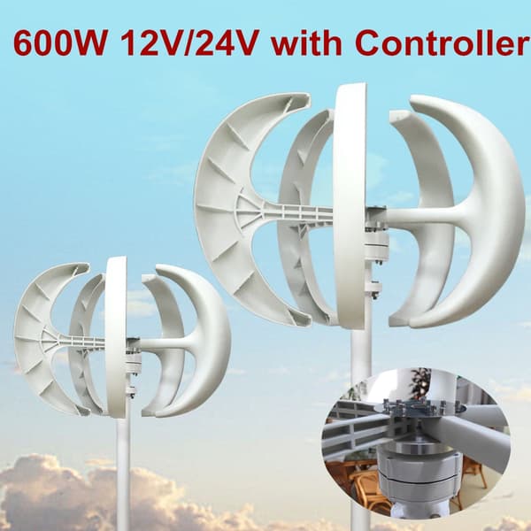 Vindmølle Generator, 600W Effekt, 5-Bladet Lodret Akse Design,600W, 24V, 5 Blade