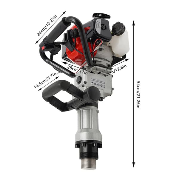 Bensiini-powered Post Driver, 32,7 cm³ iskutilavuus, 7000 r/min nopeus, yksisylinterinen moottori,Jh-55