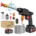 Miniatyrbillede 1 af 2: Trådløs Højtryksbilvasker, 21V Spænding, 50BAR-80BAR Vandtryk, 7-10 M Sprøjtafstand,20000mah -1 Batteri, Batteri Drevet