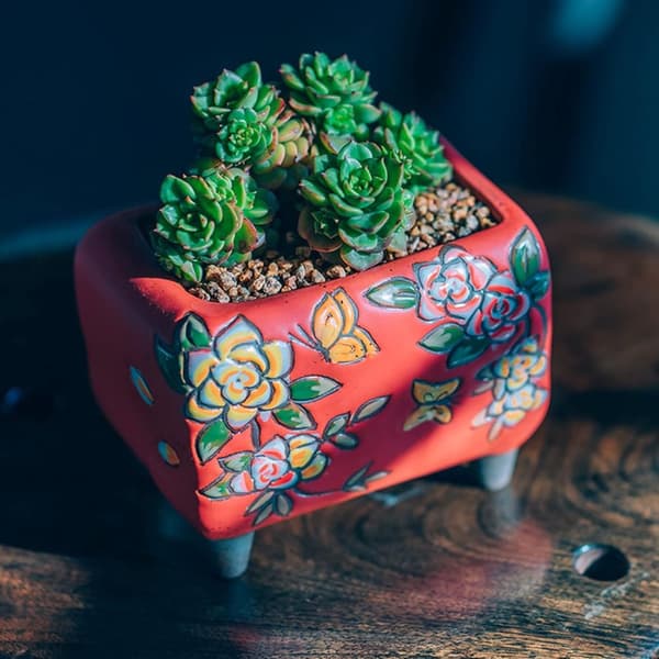 Liten Blomsterkruka Handmålad GAPLARATE