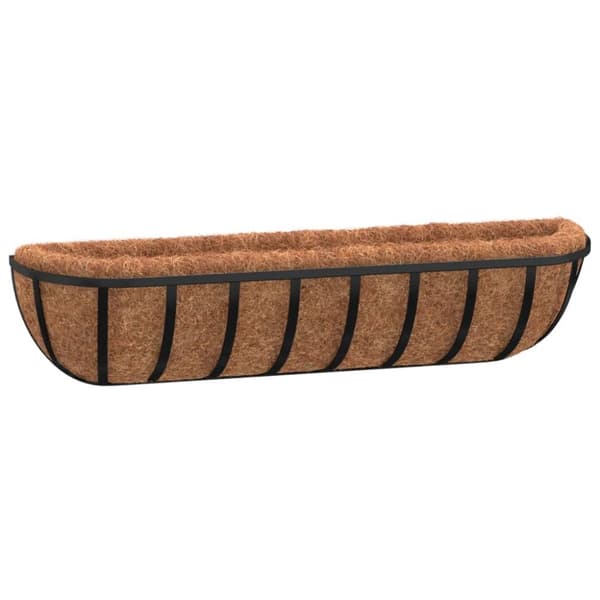 vidaXL Blomlådor 2 st med kokosfibrer svart 91x20x23 cm stål -  Krukfat och brickor