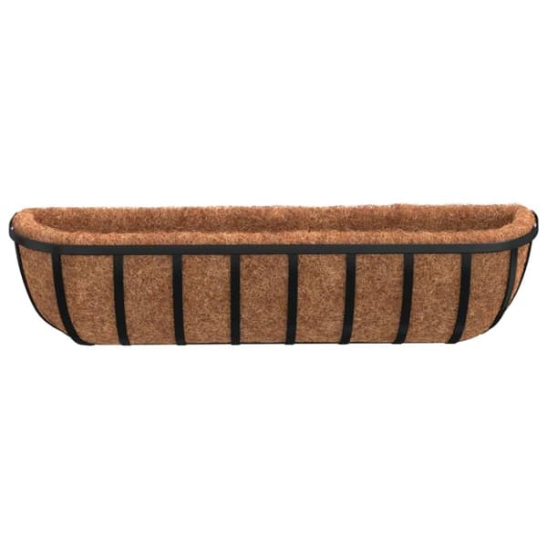 Krukfat och brickor - Living Blomlådor 2 st med kokosfibrer svart 61x19x16 cm stål
