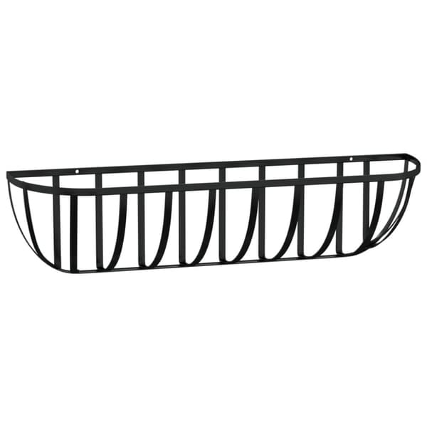 Krukfat och brickor - Living Blomlådor 2 st med kokosfibrer svart 61x19x16 cm stål