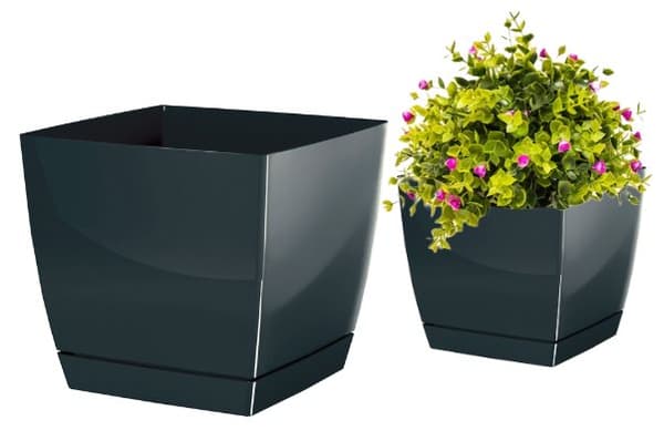 Firkantet urtepotte med fod grafit 13,5 cm Coubi
