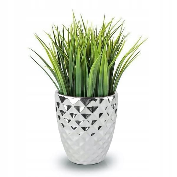 Keramisk blomkruka glamour 14 cm silver