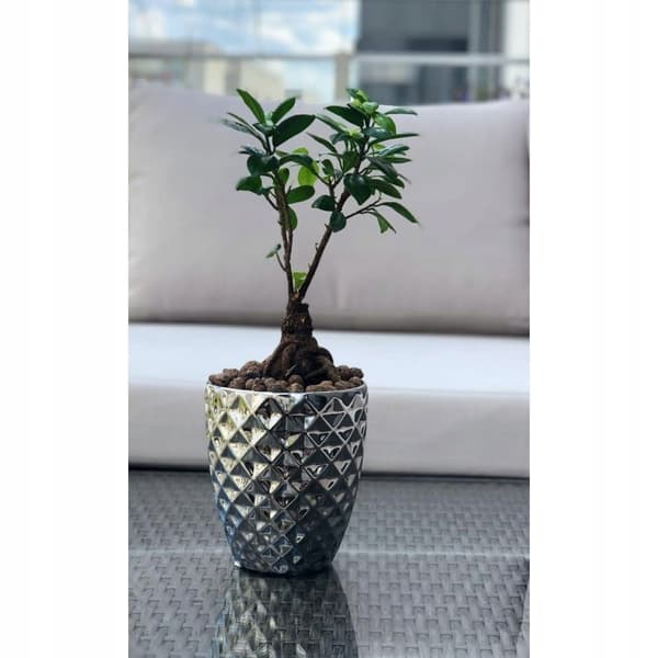Keramisk blomkruka glamour 14 cm silver