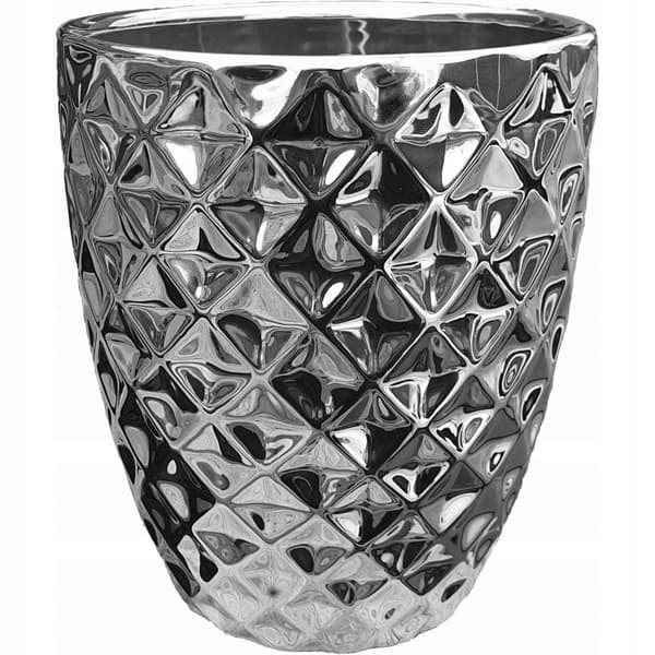 Keramisk blomkruka glamour 14 cm silver