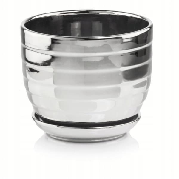 Keramisk blomkruka med stativ 13 cm silver