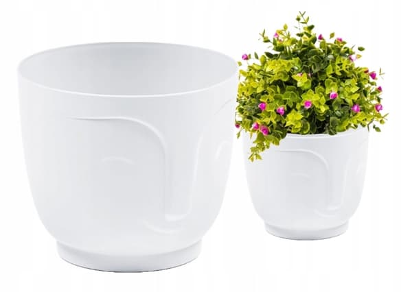 Hvid plastik urtepotte Atena 14x12,5 cm