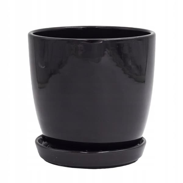 Keramisk urtepotte med sort bund 15 cm