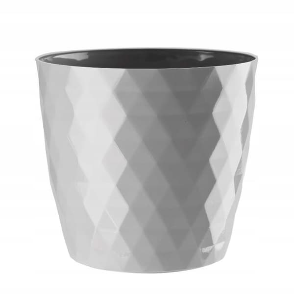 Plastik rund urtepotte grå 12 cm Cristal