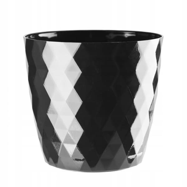 Rund blomkruka i plast svart 14 cm Cristal