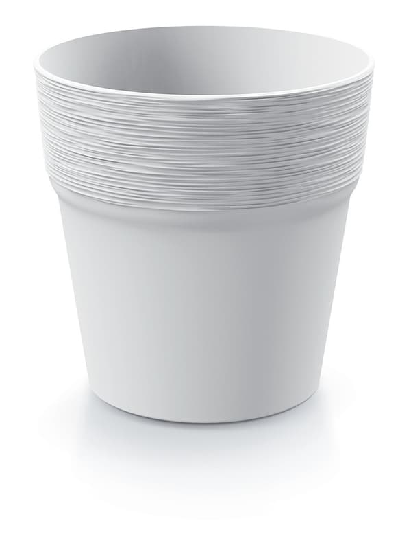 Rund plastkruka vit 17,5 cm Furu