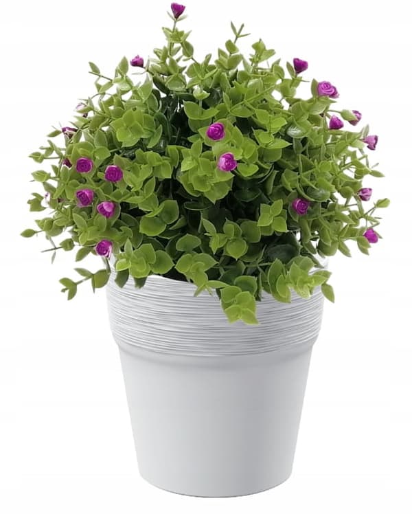Rund plastkruka vit 17,5 cm Furu