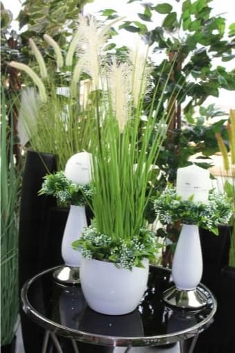 Keramisk blomkruka boll vitgrå 15 cm