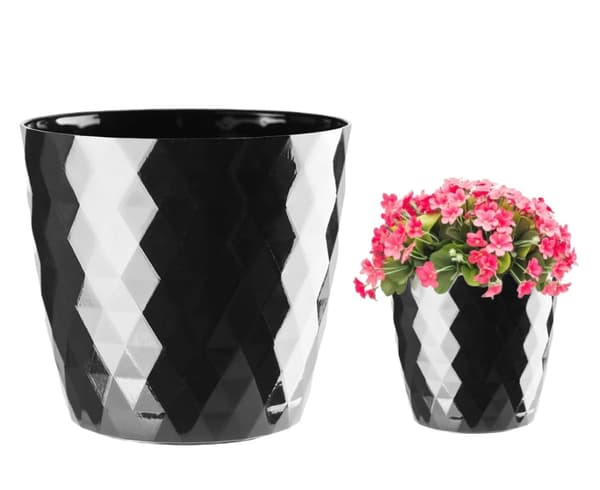 Dekorativt låg sort plastik Cristal 12x11 cm