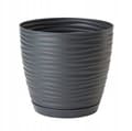 Miniatyrbillede 2 af 2: Urtepotte med underkop rund plastik grafit 12,7x11,8cm