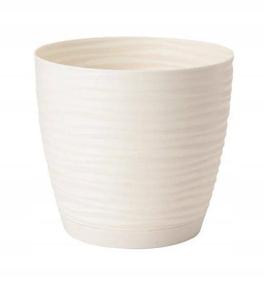 Blomkruka med stativ, plast, krämfärgad, 12,7x11,8cm