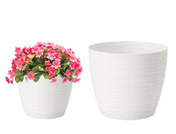 Urtepotte med stativ, plastik, hvid, 12,7x11,8 cm