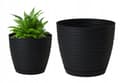 Miniatyrbillede 1 af 2: Urtepotte med underkop, plastik, sort, 14,7x13,6 cm, Sahara