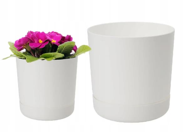 Plastik urtepotte med stativ 13x14,6 cm hvid mat
