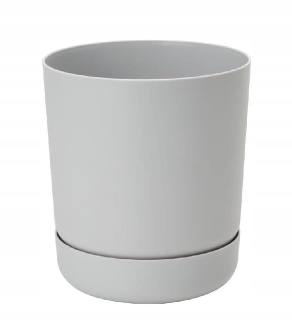 Plastik urtepotte med fod 13x14,6 cm platin mat