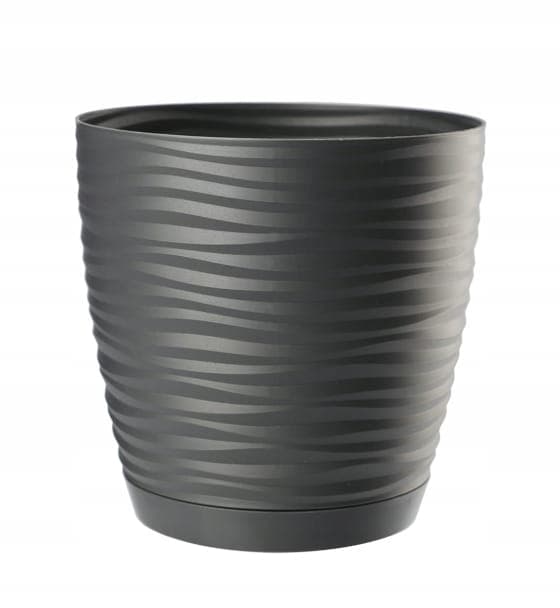 Blomkruka med fat antracit 19x17,3cm plast