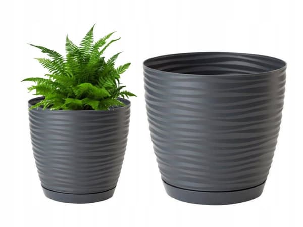 Blomkruka med fat antracit 19x17,3cm plast