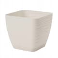 Miniatyrbillede 2 af 2: Urtepotte med underkop, cremefarvet, 22,6x20,9 cm, plastik, firkantet