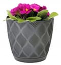 Miniatyrbild 1 av 2: Antracit eko blomkruka 24,5x26cm klassisk plast med Petit Flow fat