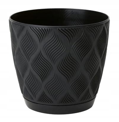 Sort Øko urtepotte 17,2x19cm klassisk plastik med Flow Petit underkop