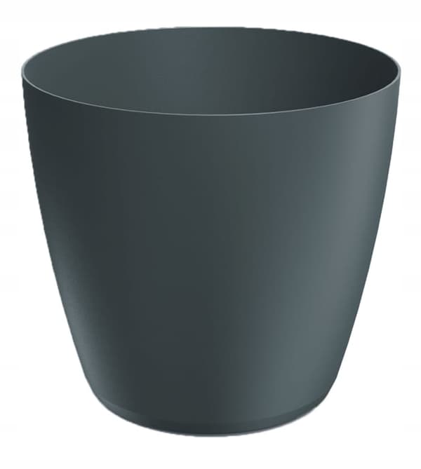 Matt svart plastblomkruka 19,8x18,2 cm slät lock antracitgrå Mate