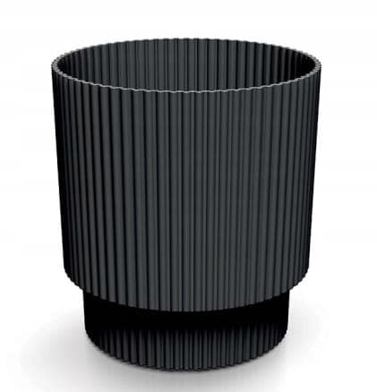 Mustaraidallinen muovinen kukkaruukku 15,7x14,6 cm koristeellinen Milly Round