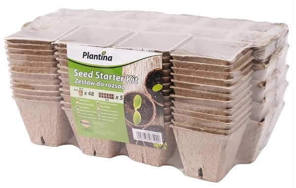 48 neliönmuotoisen ruukun setti taimille (6 cm) + 5 tarjotinta