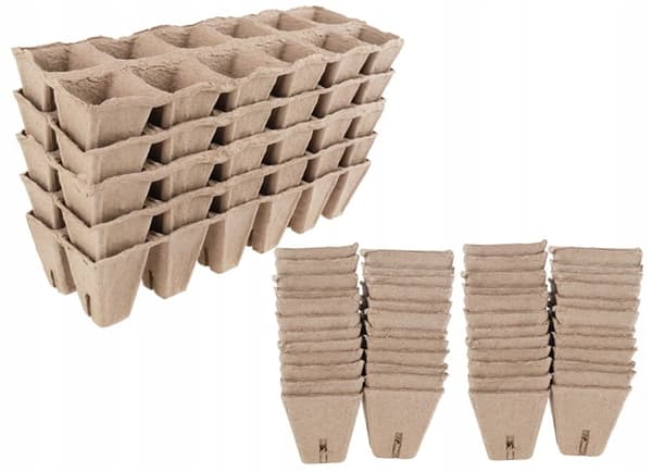 48 neliönmuotoisen ruukun setti taimille (6 cm) + 5 tarjotinta