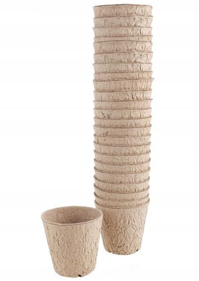 Sæt med 24 runde kimplanter, 6 cm, bionedbrydelige, 100% naturlige