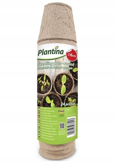 Sæt med 24 runde kimplanter, 6 cm, bionedbrydelige, 100% naturlige