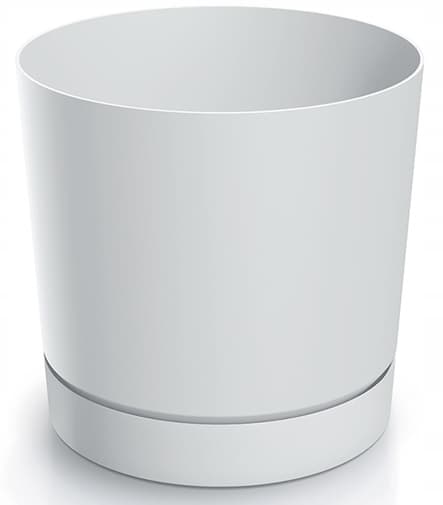 Kukkaruukku lautasella valkoinen muovi 19 cm Tubo