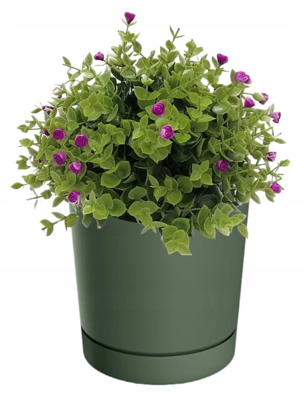 Grön blomkruka i furu med fat 19,9 cm Tubo